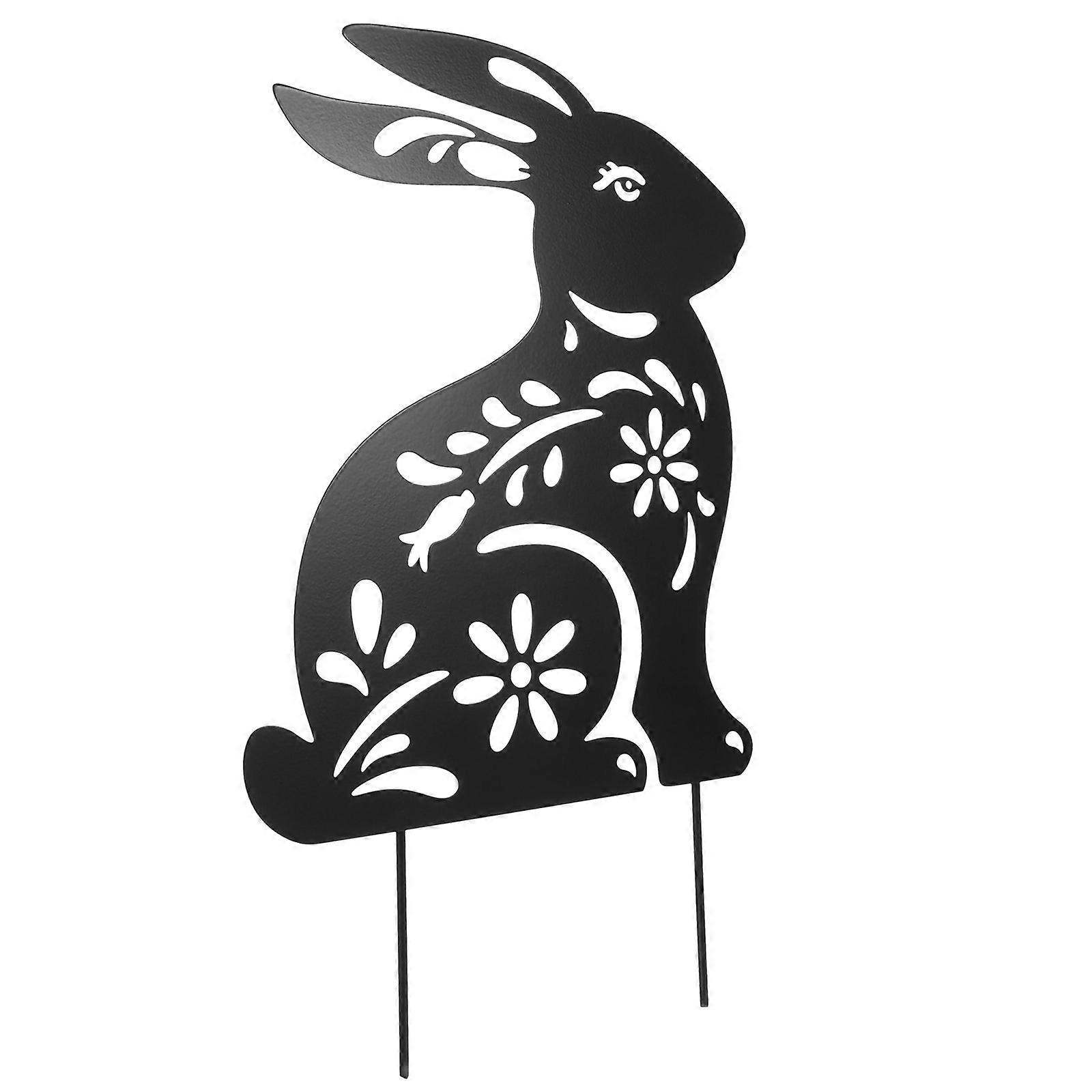 Black Bunny Garden Stake Decorative Insert for Outdoor Use 2Pcs