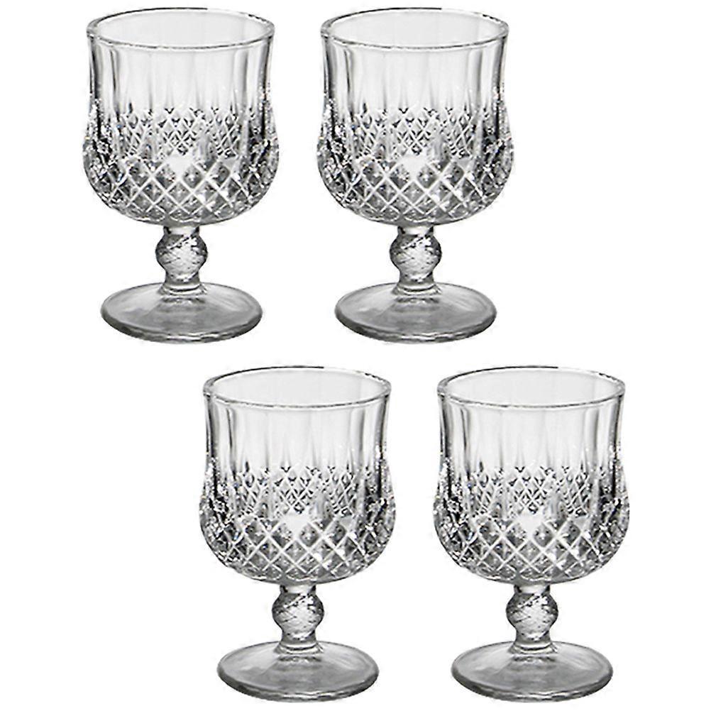 Unique Glassware 4Pcs Tall Stemmed Goblets For Home Bar Special Events 11.8X7.2Cm Simple Transparent Design Serving Beverages