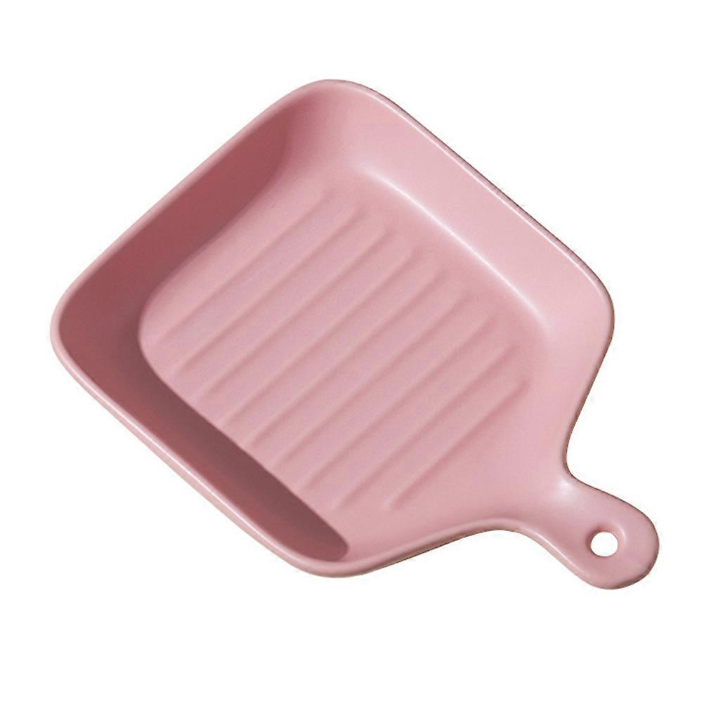 Ceramic Grill Pan Pink Baking Tray for Restaurant Use 2Pcs