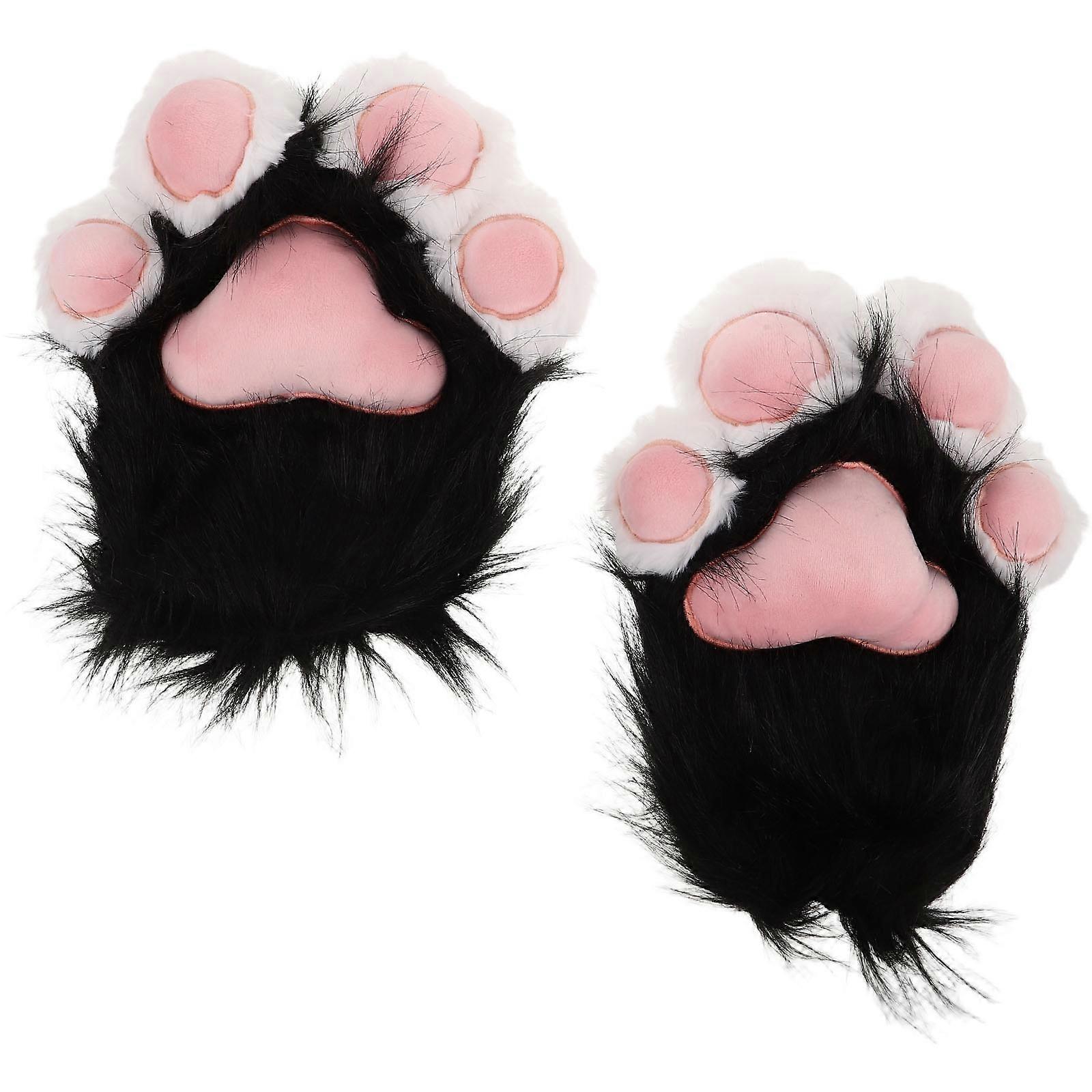 Fursuit Paws Plush Cat Claw Gloves for Halloween 4Pairs Multi Color