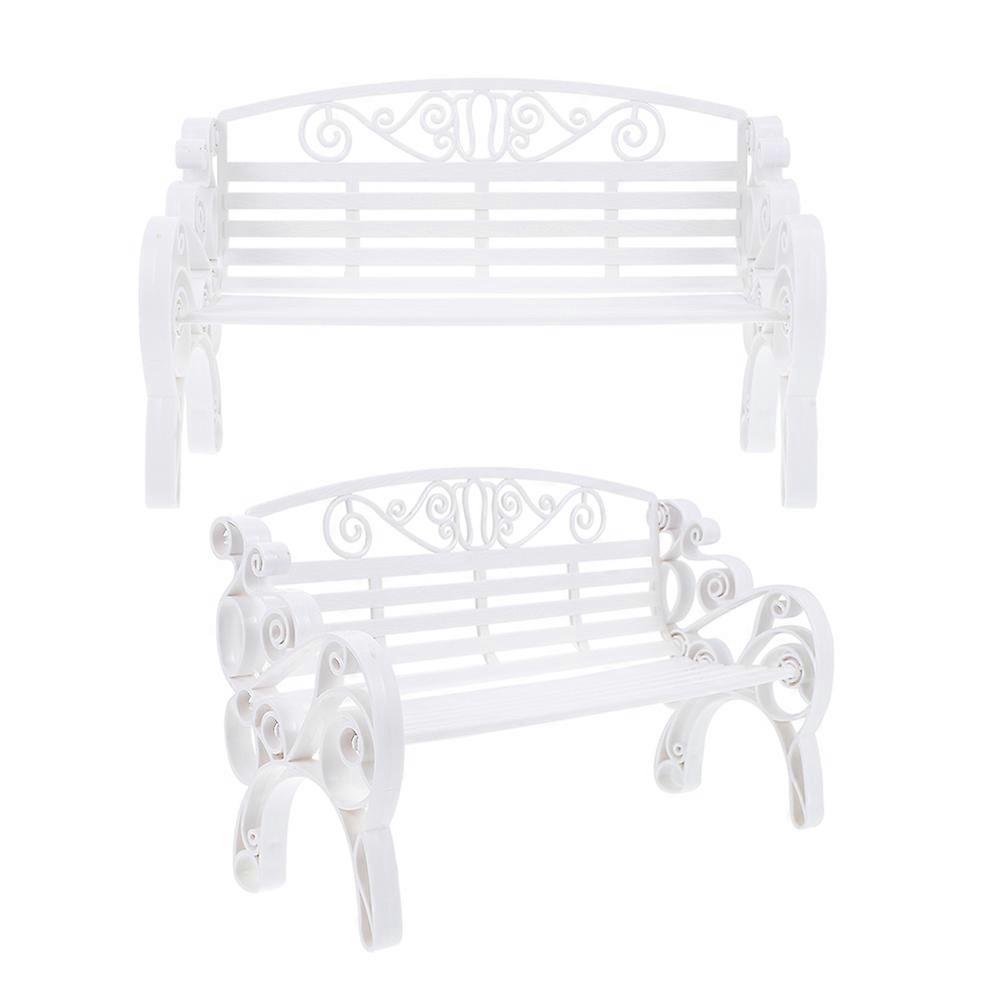 Plastic Mini Bench Model for Decoration 4Pcs White Doll House Accessories