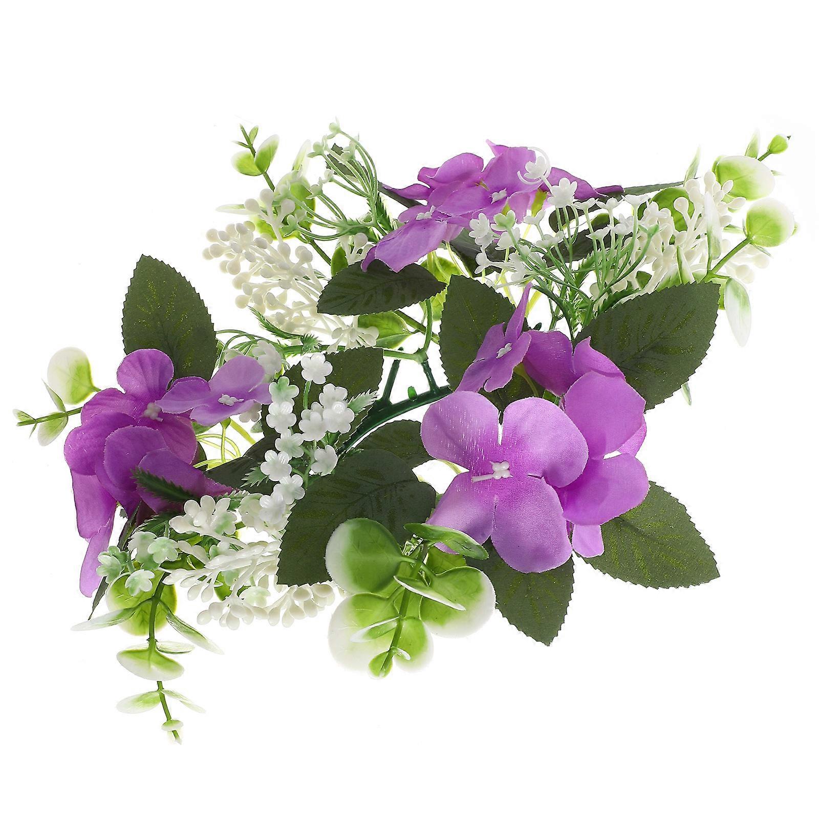 Simulation Candle Ring Flower Decor for Garden Use 5Pcs Purple