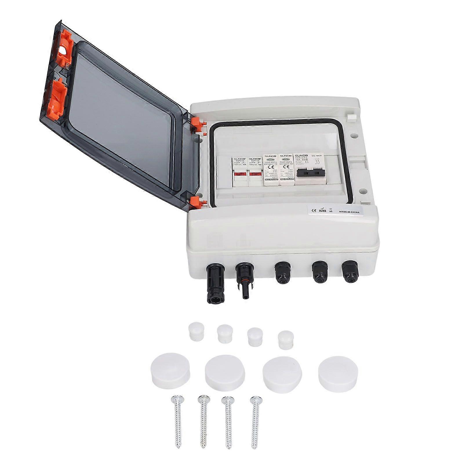 Solar PV Combiner Box 2 String 15A Fuse Lightning Protection IP65 Combiner Box Pre Wired M C Cable 1 in 1 Out DC1000V
