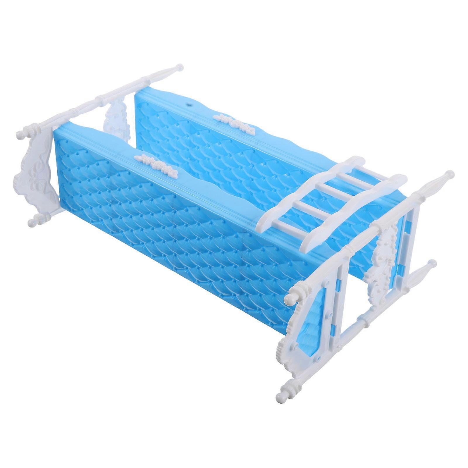 Princess Doll Accessory Bunk Bed for Imaginative Play with Blue Plastic Material