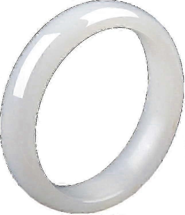 Pulseira de Jade Branco Natural de 2,4 polegadas, Feita à Mão com Caixa de Presente
