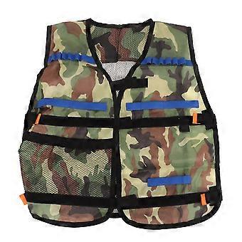 Kids Toy Clip Vest Oxford Cloth Adjustable Clip Storage Waistcoat for Water Gel Ball Shooting Game Camouflage Green