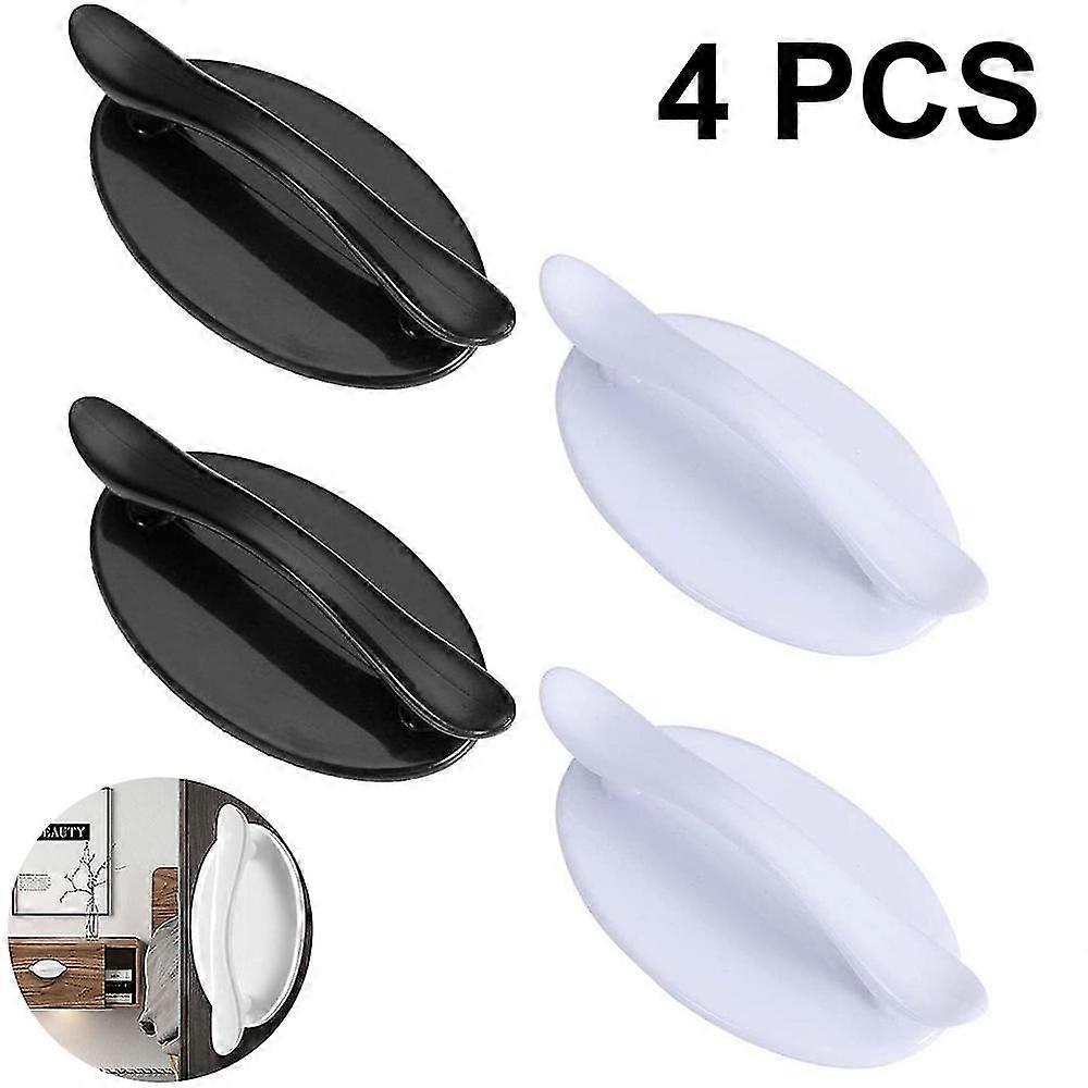 4pcs Plastic Perforation-free Cabinet Closet Handle Door And Window Aided Pulling Wardrobe Perforation-free Pasting Multifunctional Drawer Knob