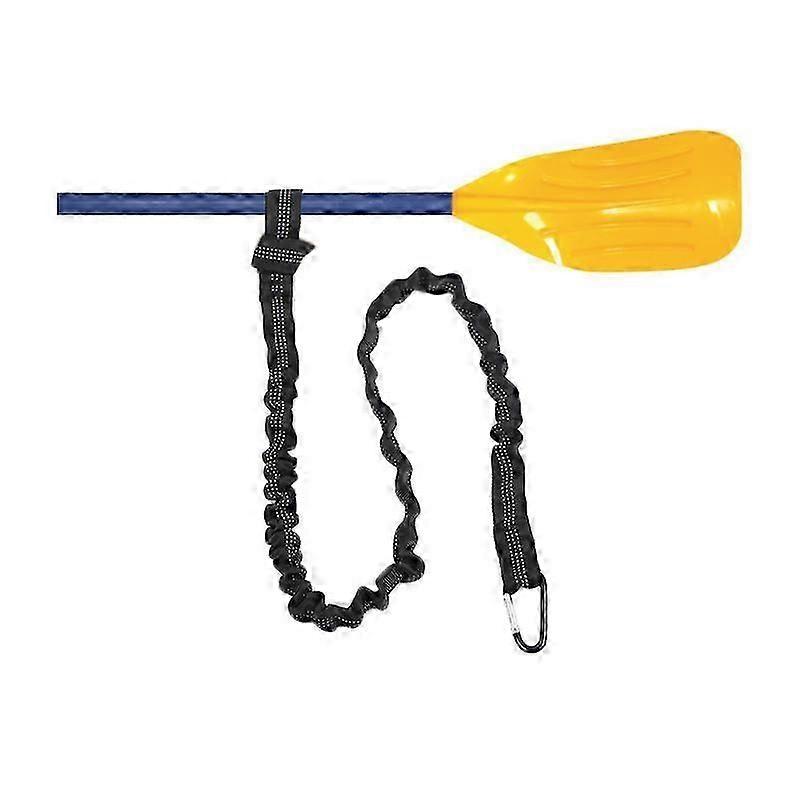 1pcs Elastic Kayak Paddle Leash Adjustable Paddle Strap (Black)