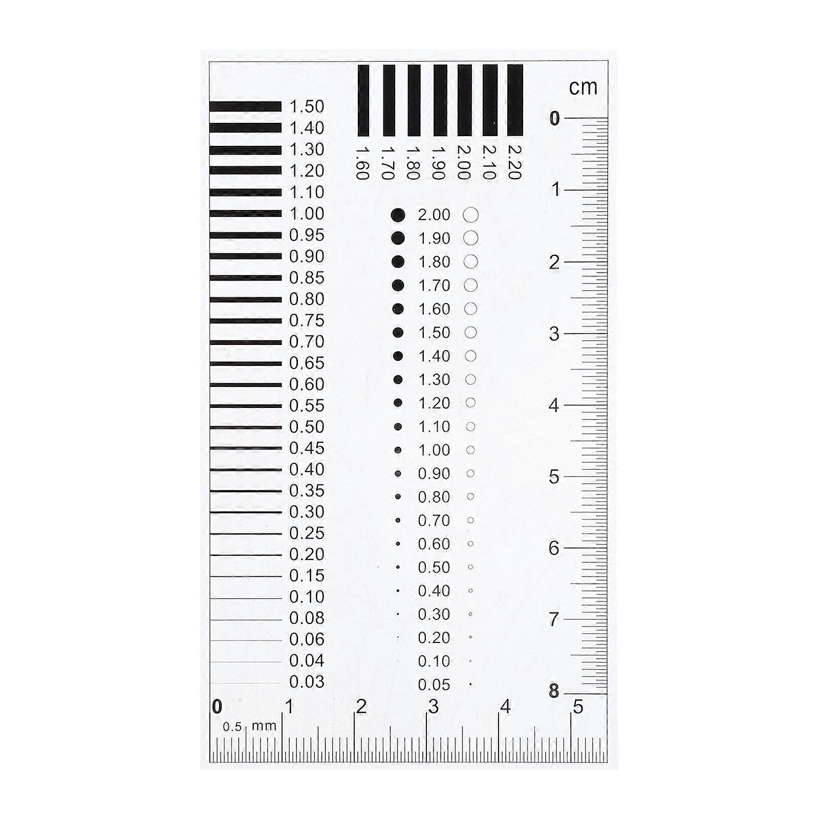 High Precision SEC Diameter Measurement Tool Defect Transparency Chart Film Ruler Crack Width Gauge Meter for Diameter Defects