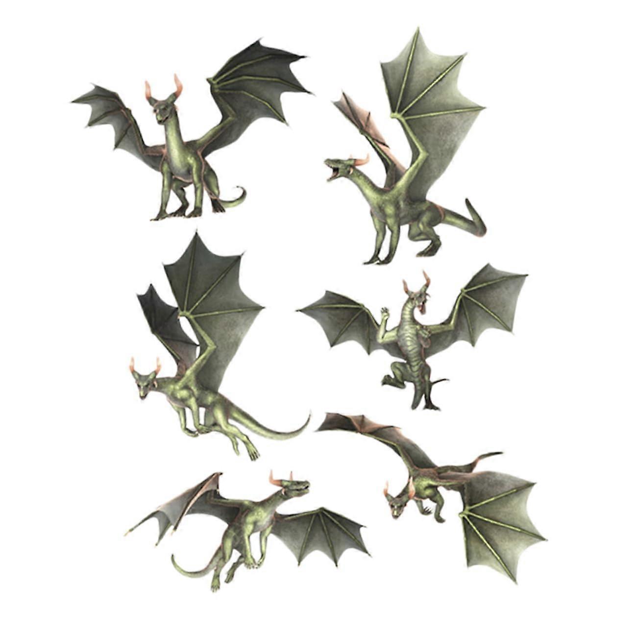 Static Window Cling PVC NonAdhesive Removable Glass Sticker 3D Dragon Window Decal 6pcs Set Assorted Color