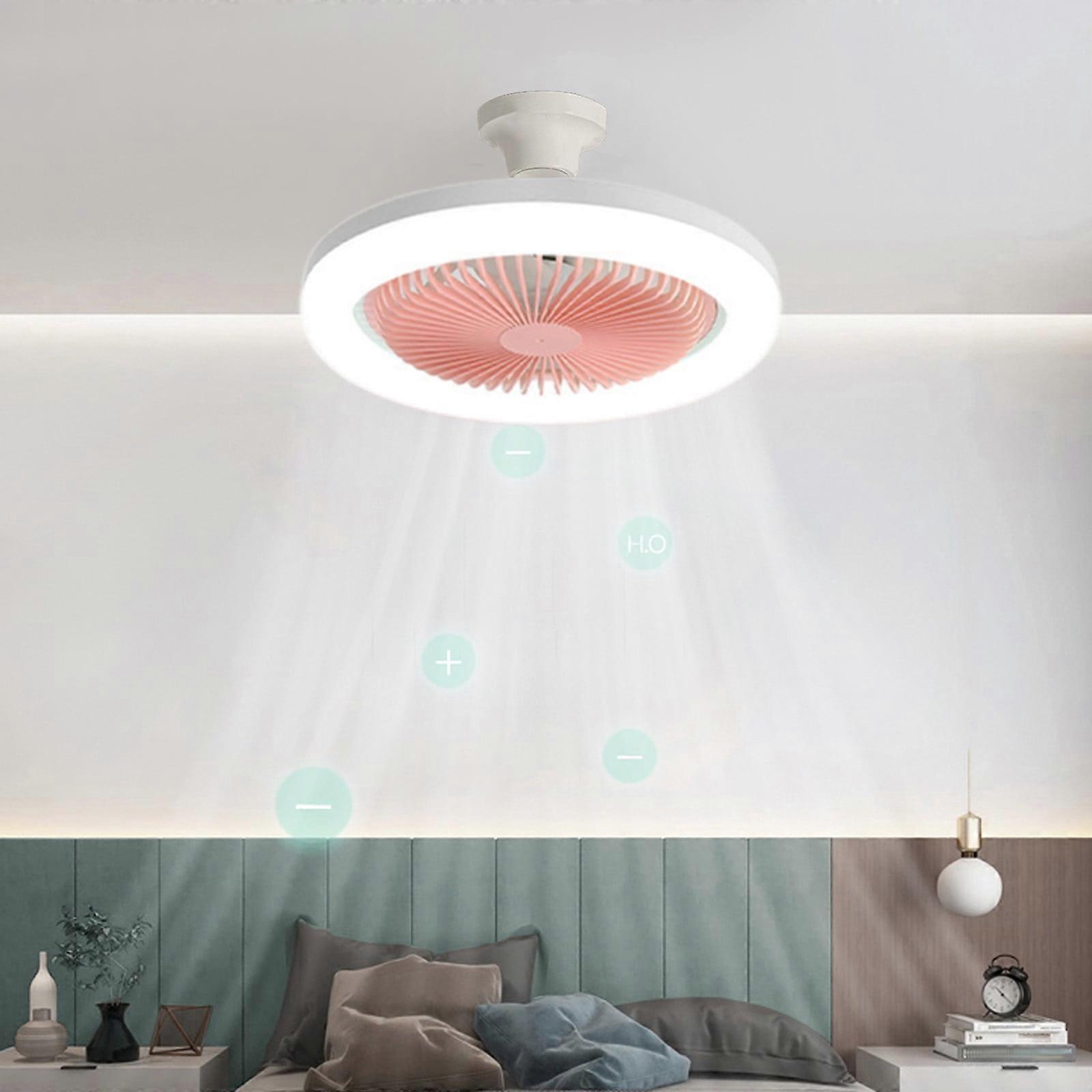 Ceiling Fan with Lights, Low Profile Flush Mount Ceiling Fan with E27 Lamp Holder, 12Inch Invisible Enclosed Fan Light for Bedroom Kitchen