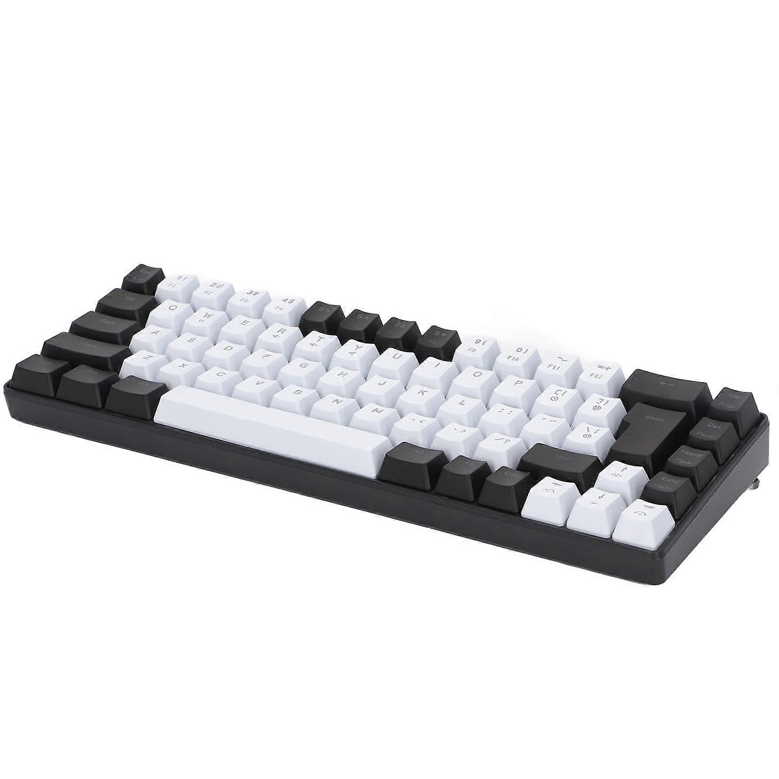 Membrane Gaming Keyboard 68 Keys RGB Backlit Ergonomic USB Interface Computer Keyboard for Win System Office Family Black White 