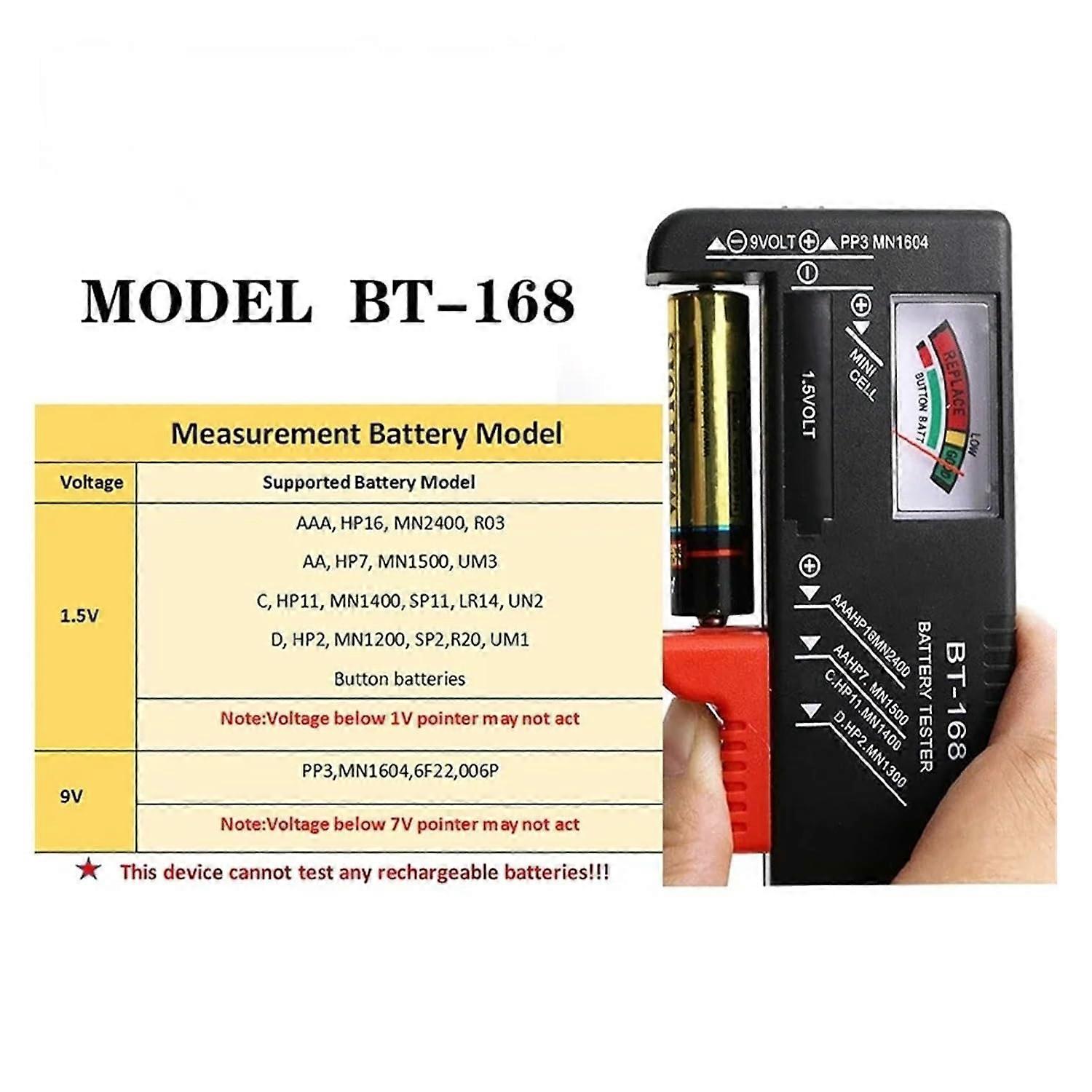 Voltmeter For AA/AAA/C/D/9V/1.5V Batteries, Universal Button Cell Compatibility, ColorCoded Meter