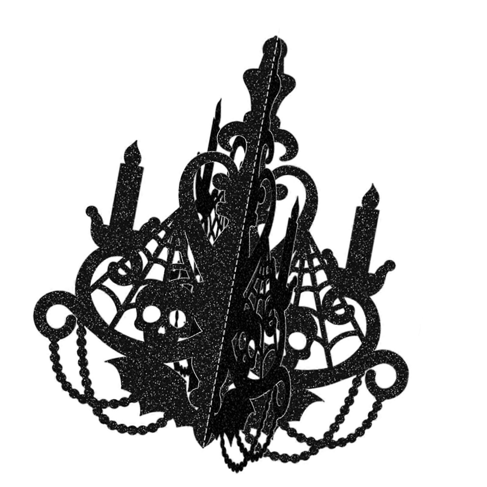Foldable Halloween Candlestick Ornament 3D Paper Craft Design Chandelier Silhouettes For Table Wall Display Prmament  35cm