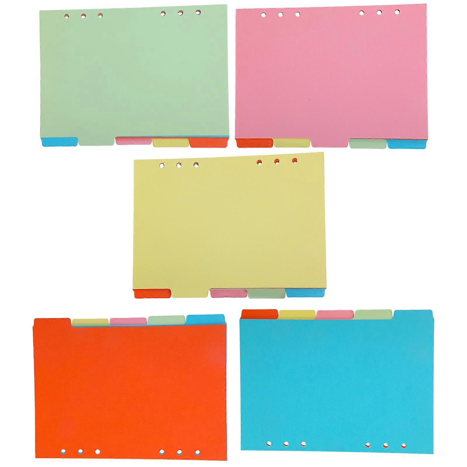 5 Color Coding Index Sheets Sturdy ABS Materials 6 Holes Compatibility for Planners Filing Systems Multicolor