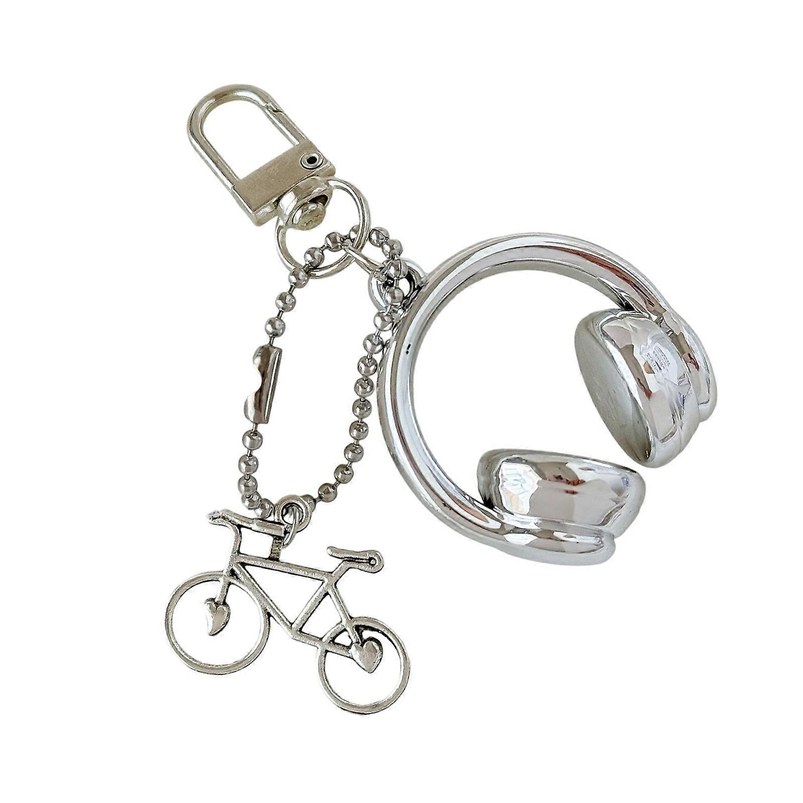 Stylish Resin Keychain With 3D Headphone Design For Bikes And Bags Lightweight Sturdy Accessory  Silver
