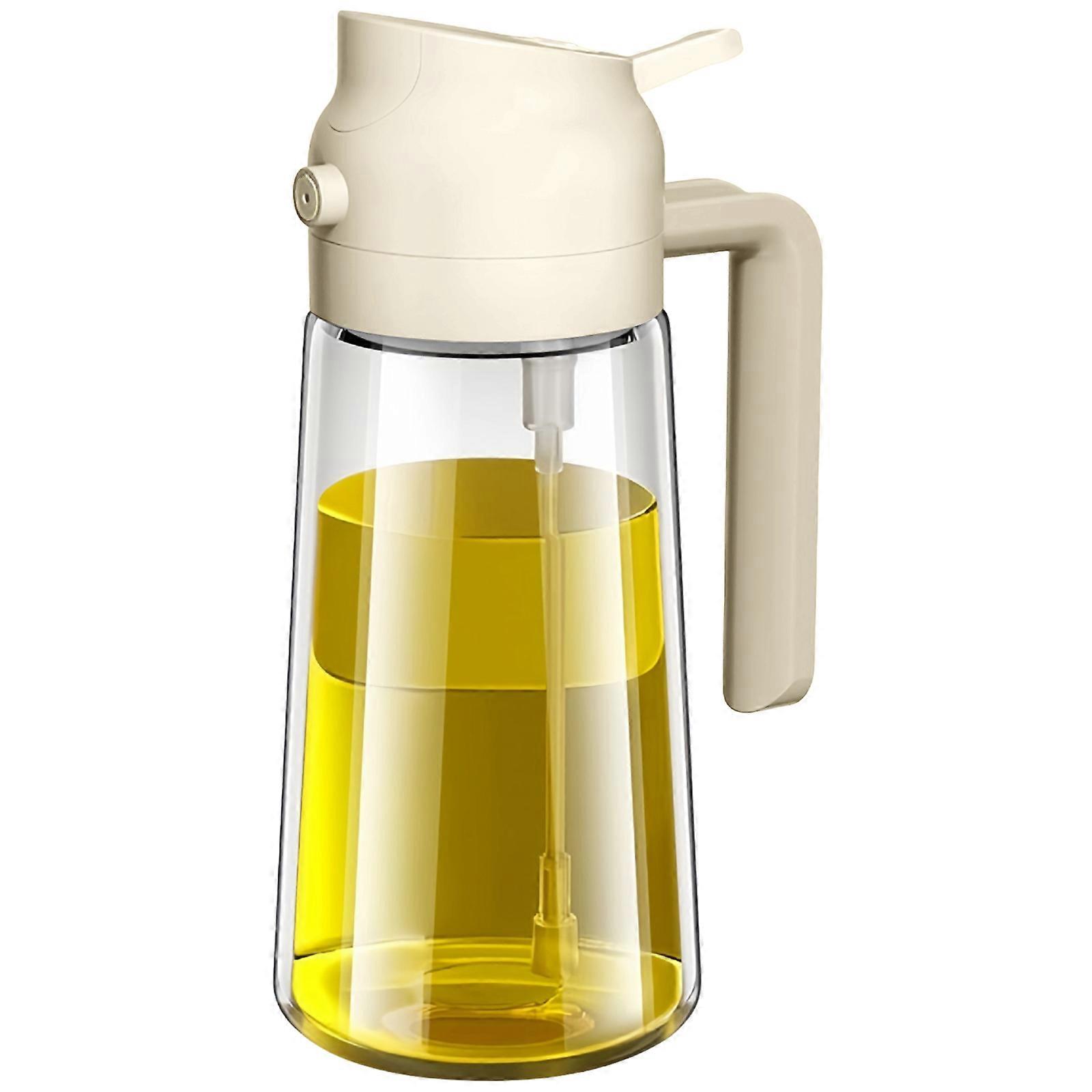 Multifunctional Glass Oil Dispenser Sprayer/Pour Double System Leak Proof And Visible Capacity Scale  White