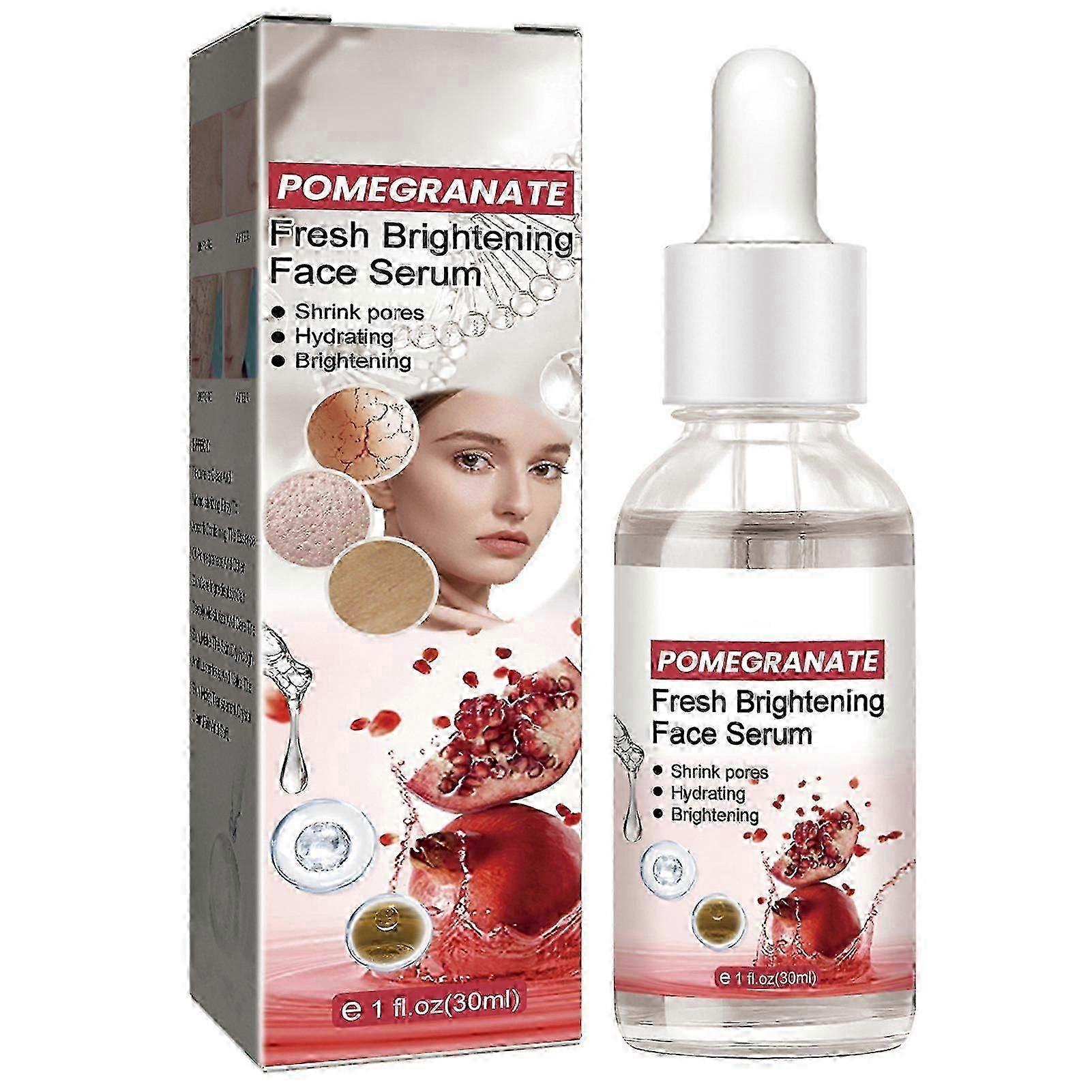 ザクロ、ナチュラルフェイスセラム、アンチエイジング、毛穴ミニマイザー、ブライトニング、肌のくすみのためのブースターエッセンス