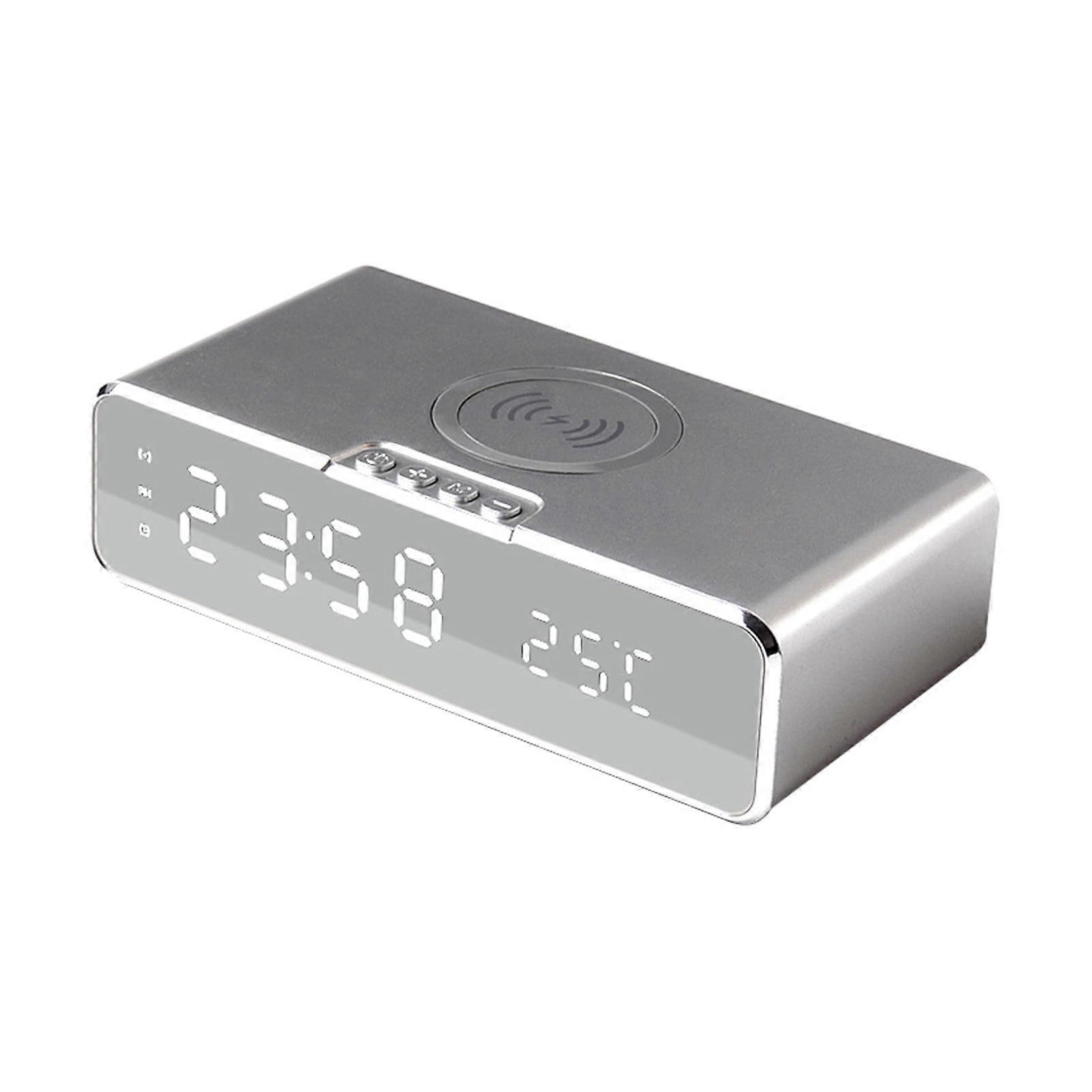 Tarmeek Alarm Clock with Wireless Charging, 10W Fast Charging, Bluetooth Speaker, Digital Display, Compatible with iPhone & Android