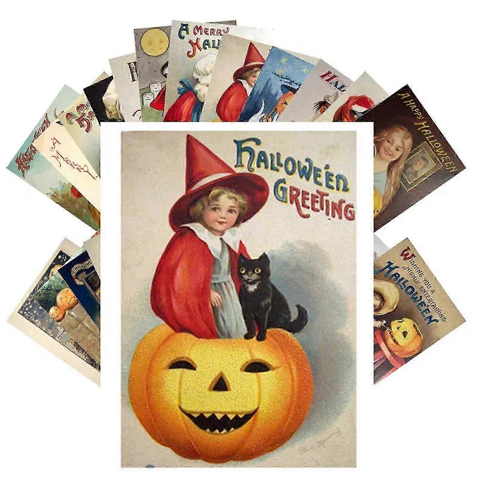 Retro Halloween Hexenkarten - Set mit 24 Postkarten