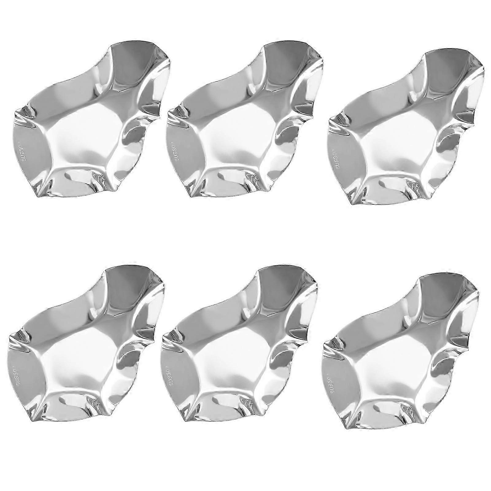 Set Of 6 Elegant 304 Steel Oyster Dishes Portable Serving Plate Suitable For Seafood And Dip Sauces Six Piece Oyster Set