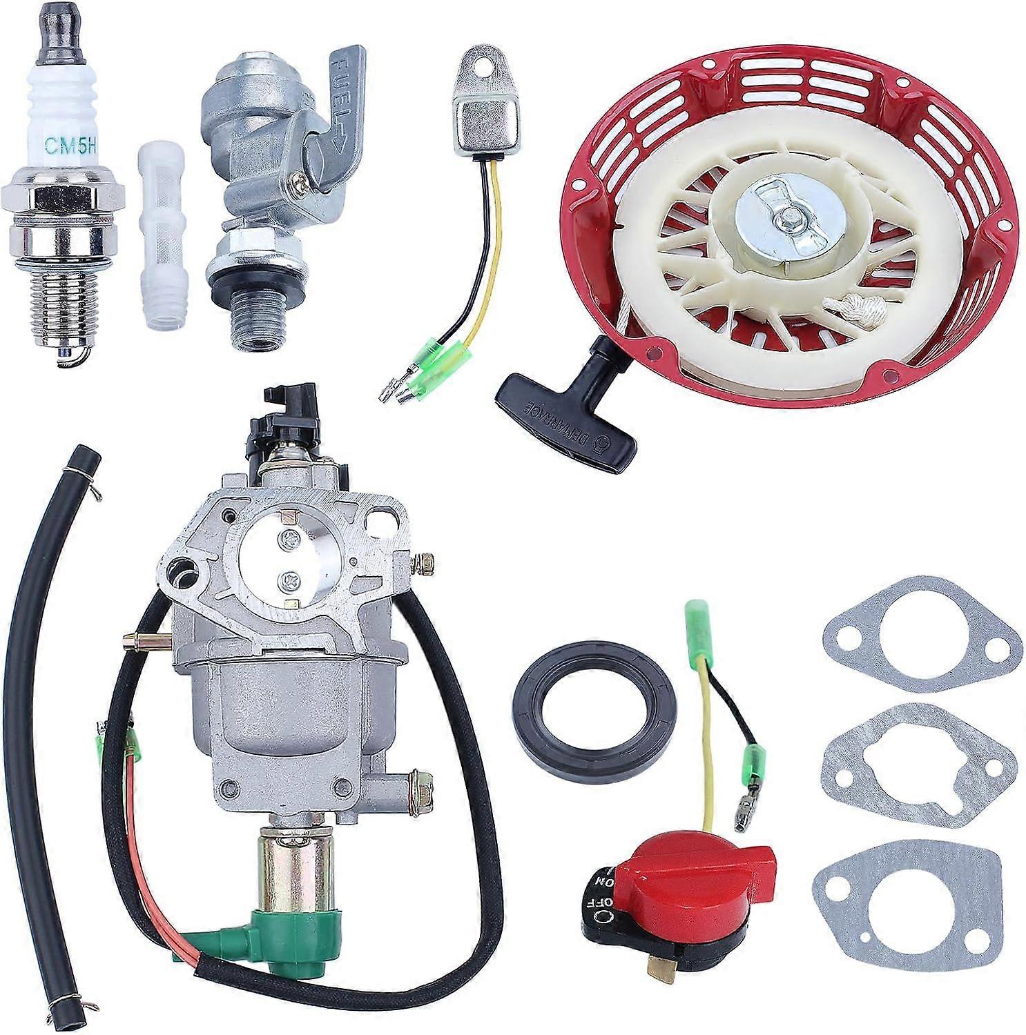 Turn Up Kit for Honda GX340 GX390 11 13HP Engine with Recoil Starter, Oil Seal, Spark Plug, On-Off Switch, Carb Gasket Kit, Oil Switch # 16100-ZF6-V01