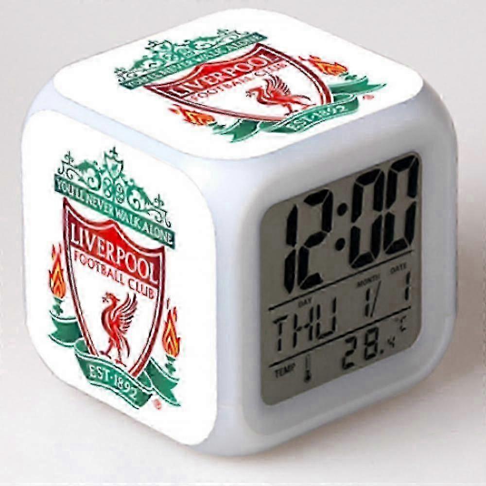 2025 SSRGV Football League Colorful Alarm Clock, LED Digital Color Changing Square Alarm Clock, Creative Alarm Clock Giveaway Gift (shape L)