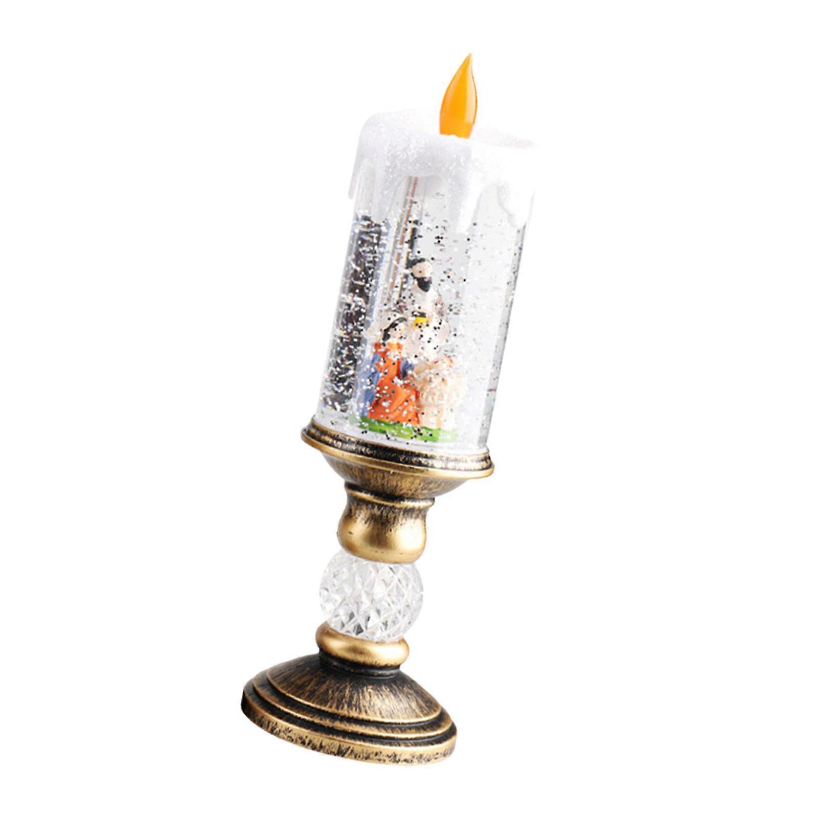 Multifunctional Snow Globe LED Lamp With Rotating Snowflakes Christmas Tree Ornament Home Holiday Atmospheres Light Multicolor