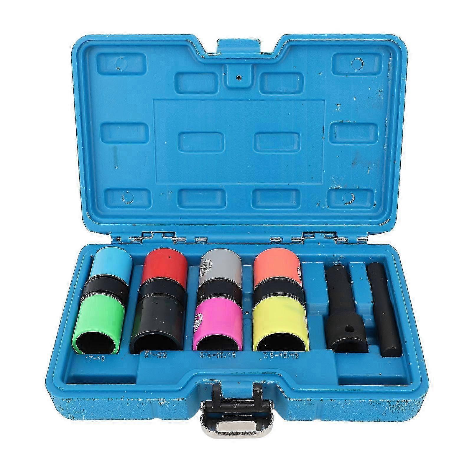 6PCS Lug Nut Socket Set 8 Size Thin Wall High Strength Impact Flip Socket Set for Most Cars