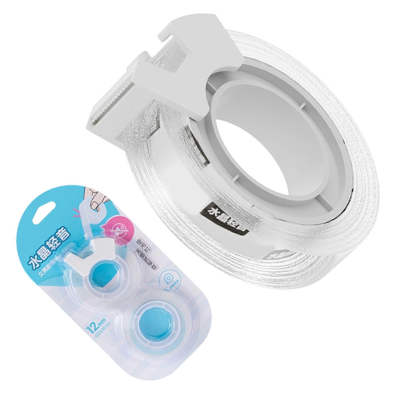 2 Rolls Clear Tape with Tape Cutter Low Noise Tear Packaging Tape Strong Adhesion Quick Dry For Logistics School Project Multicolor