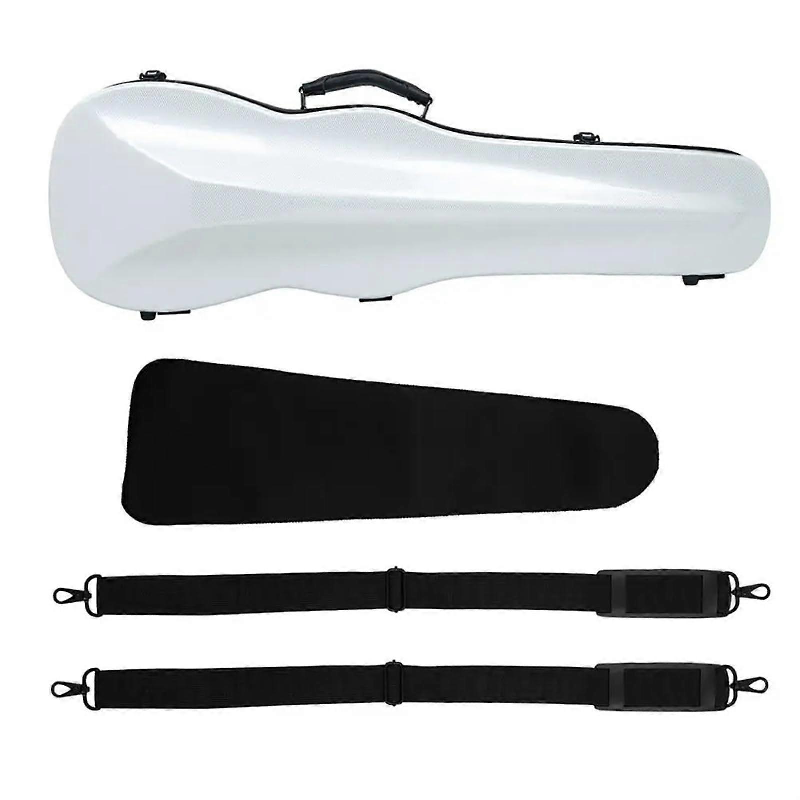 Violin Case 4/4 Carbon Fiber Lightweight Triangular Case Hygrometer Portable White