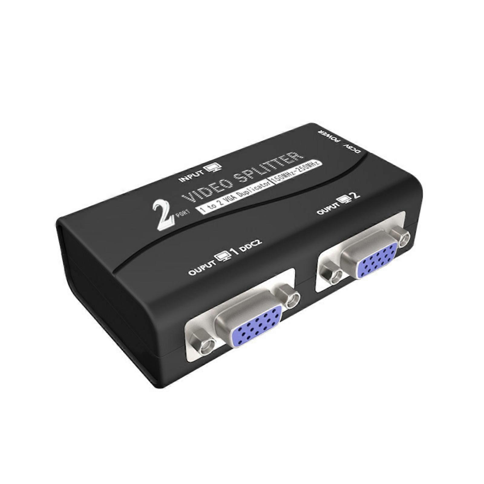High Resolution VGA Splitter 1 to 2VGA Duplicators for Projectors and LCDs with Power Management Features for Projectors Multicolor