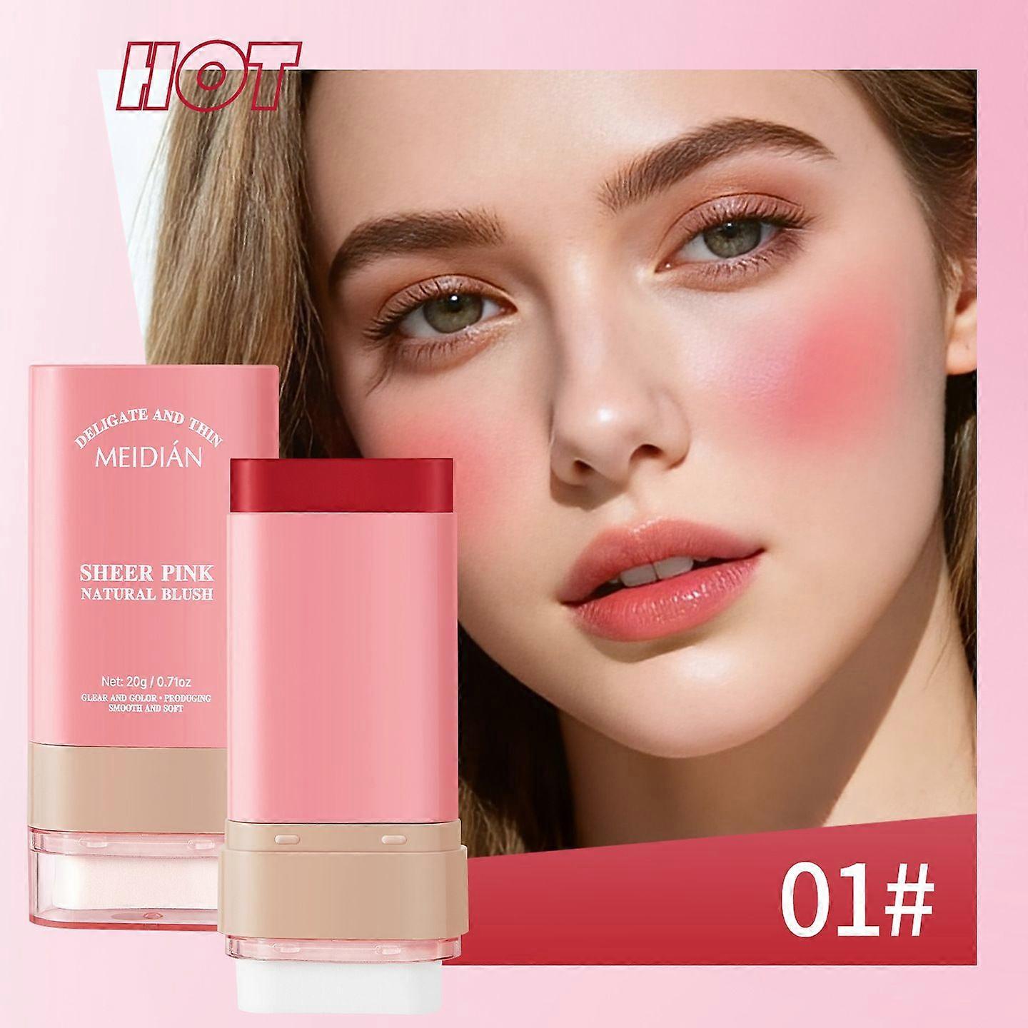 Blush Stick for Cheeks - Cream Makeup Blush Wand, Solid Moisturizer Stick for Cheeks Tint, Natural Blendable Waterproof Matte Long-Lasting Smooth Blus