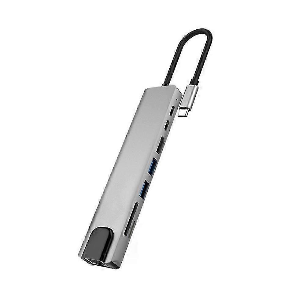 Metal 8-in-1 Docking Station USB-C Hub Type C To USB 3.0 4K HDMI PD Adapte