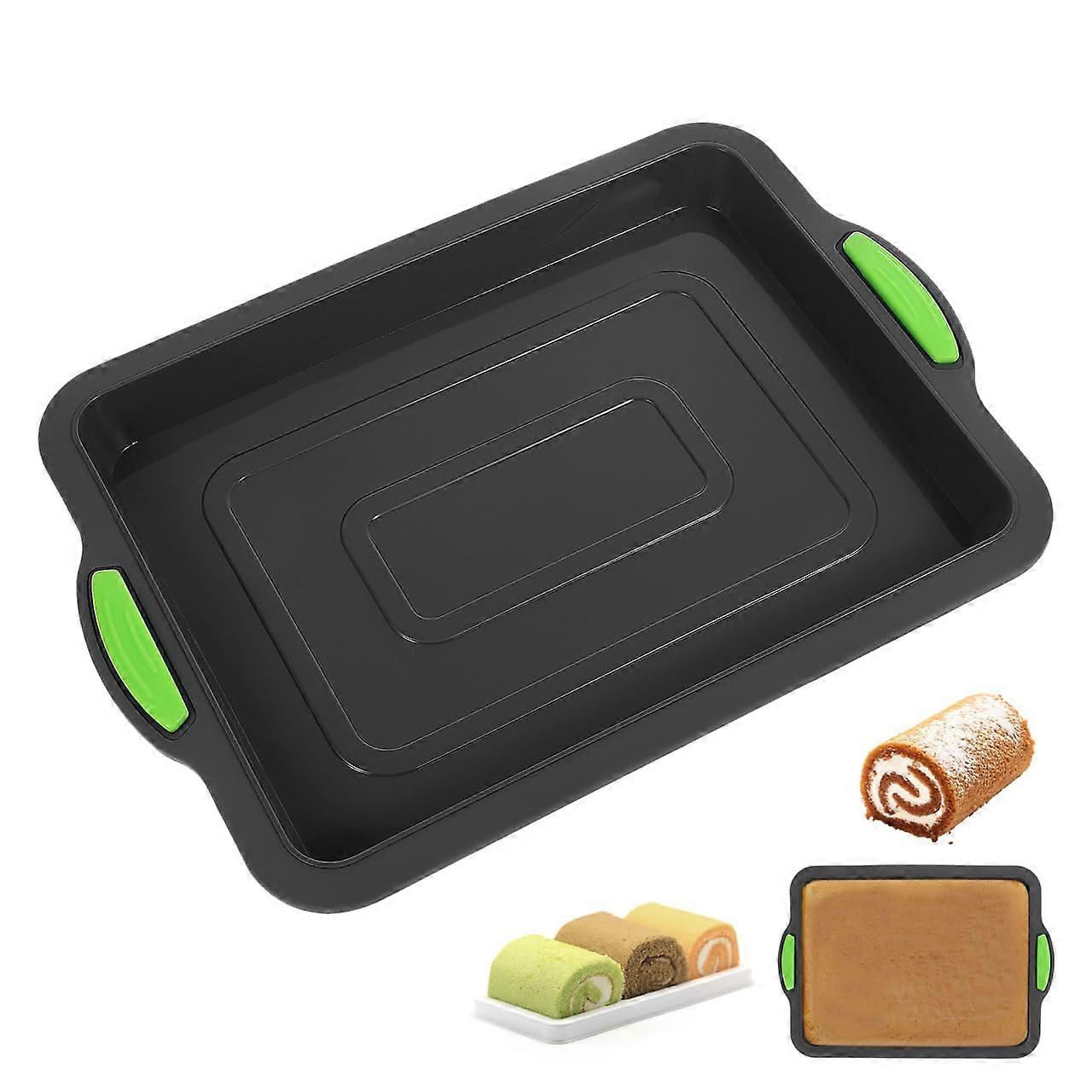 Silicone Baking Sheet Tray Nonstick Rectangular Cookie Pan with Heat‑Resistant Handles for Oven