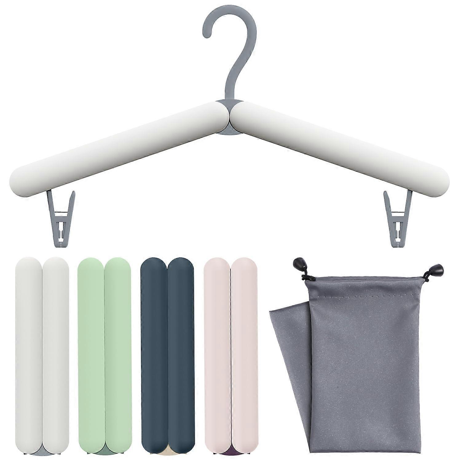 Collapsible Travel Hangers 4 Pack with Hidden Clips and Storage Bag for Cruise, Home, Suitcase