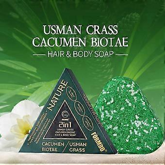 Nature Triangle -shampoopala, luonnonmukaisista yrteistä valmistettu kiinteä shampoopala, hellävarainen hiustenpuhdistus ja -vahvistus naisille ja miehille