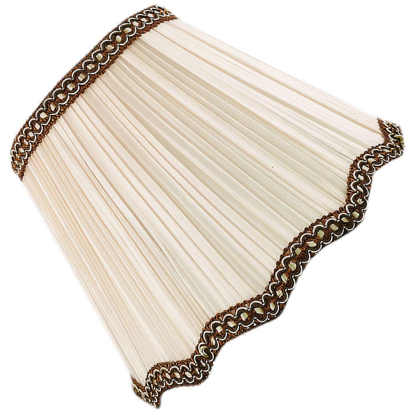 Fabric Lampshade with Tassels Beige Pleated Cotton Shade for Table Lamp Elegant Soft Lighting
