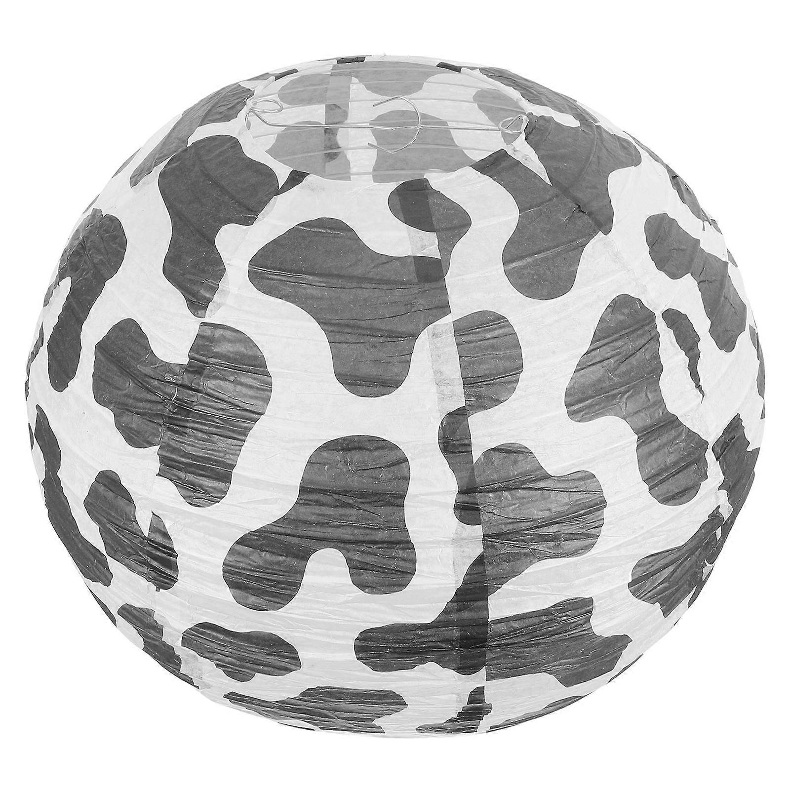 Farm Party Lanterns with Cow Pattern for Home Decor Multi Color Paper and Iron 30cm