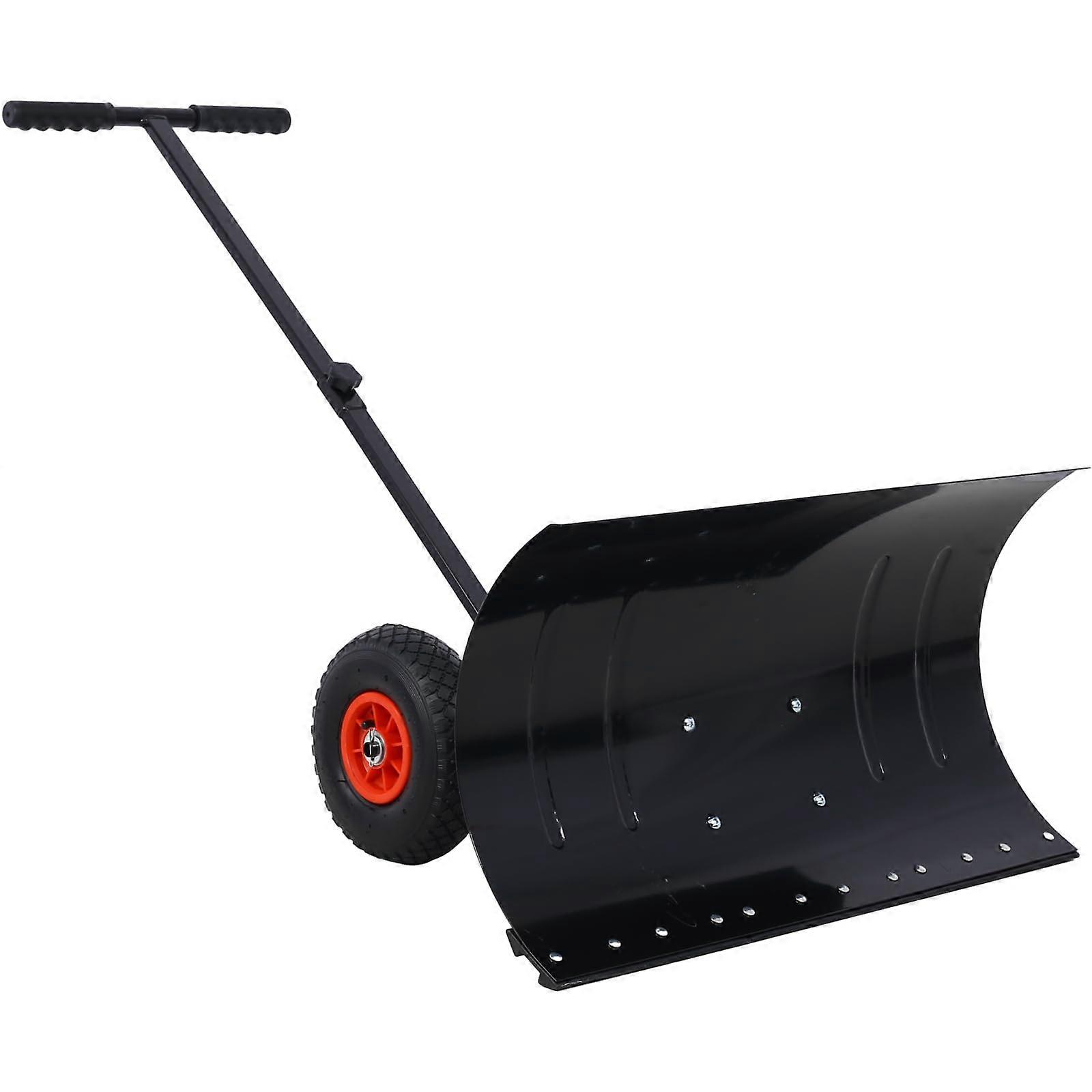 Snow Shovel with Wheels 29 Inch Blade Adjustable Handle Ergonomic Grip for Rapid Snow Clearing