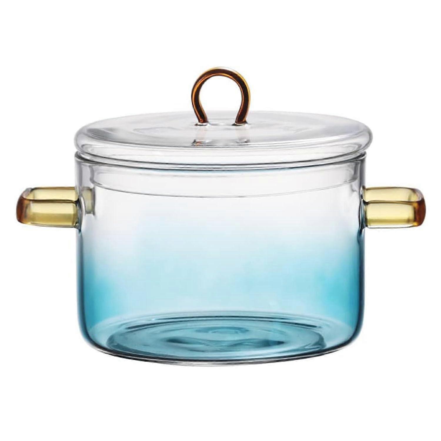 Glass Saucepan with Lid, 1400ml Heat Resistant Borosilicate Glass Cookware for Stovetop