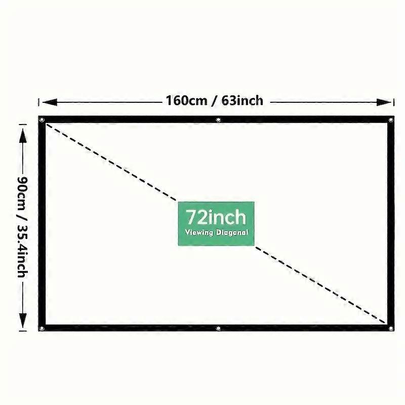 72 100 Inch Portable Foldable Projector Screen 16:9 Polyester Suitable for Home Theaters Gatherings Offices HD Projection Screen