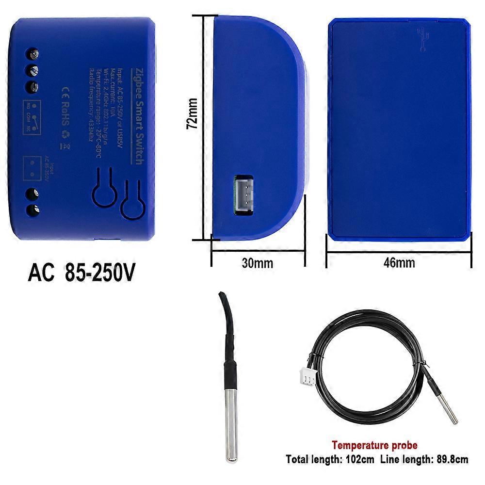 Tuya Zigbee Wifi Smart Temperature Switch 7-32V / 85-250V Relay 10A Intelligent Thermostat Support Voice Google Home Alexa