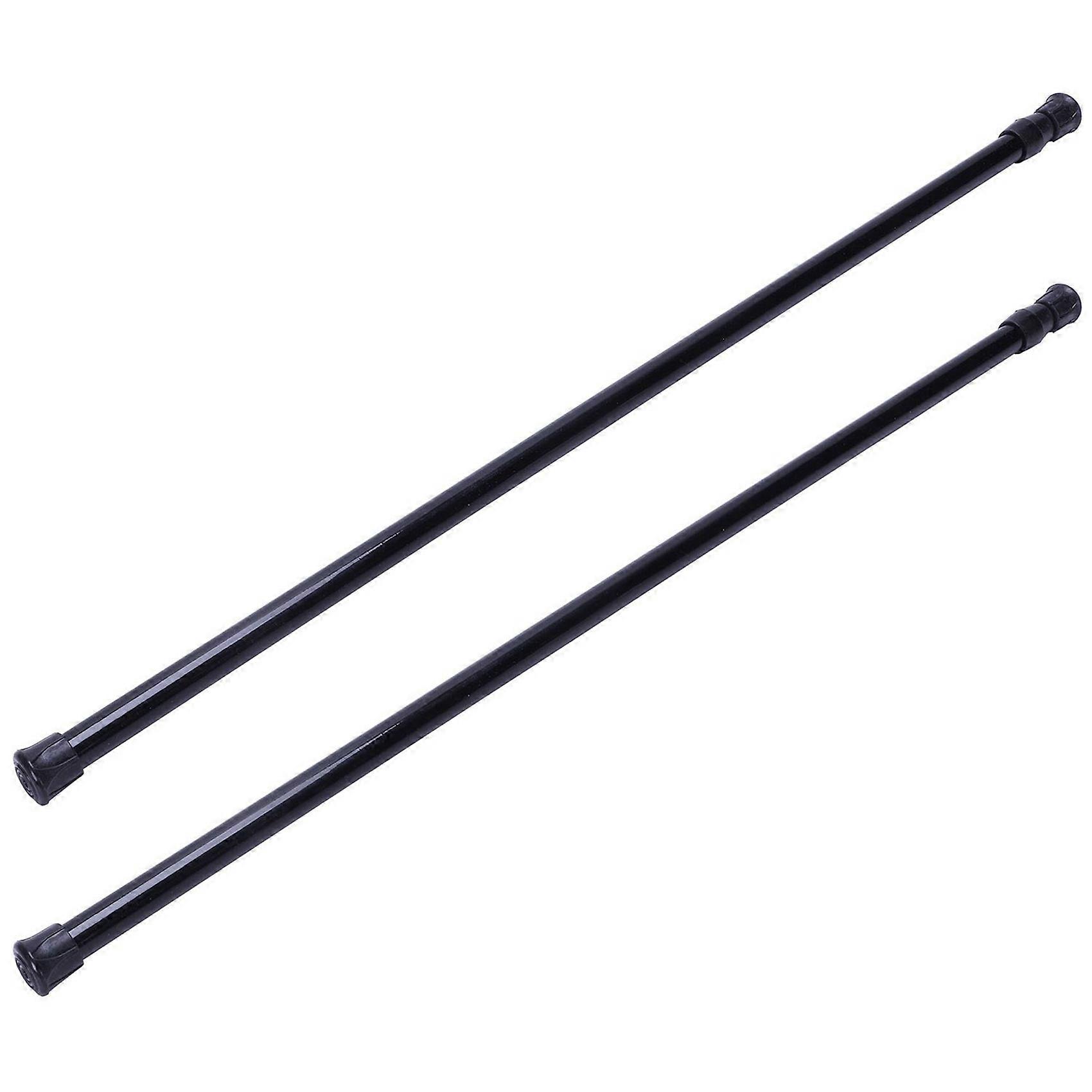 2X Extendable Telescopic Spring Loaded Net Voile Tension Curtain Rail Pole Rods,55-90cm,Black