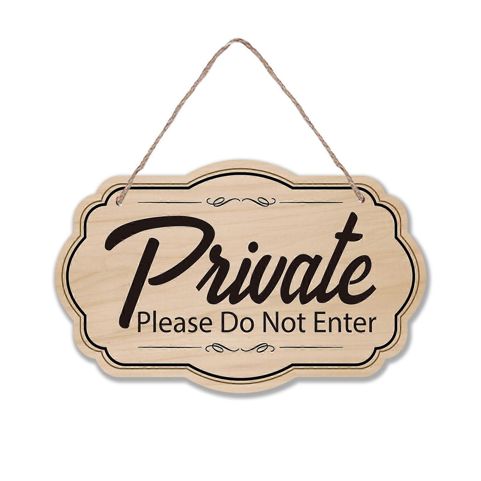Private Territory Wood Sign with Clear Privacy Message, Rustic Do Not Enter Hanging for Bedroom or Office