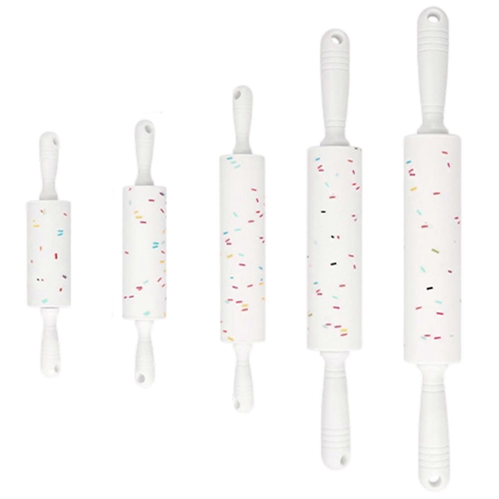 Silicone Rolling Pin with Wooden Handle, Nonstick Speckled Dough Roller for Baking and Pastries