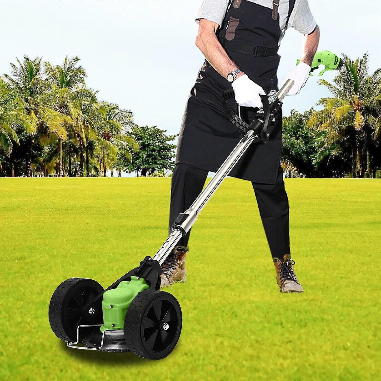 Cordless Foldable Lithium Mower W/ Wheels Green Mini-mower Grass Trimmer Yard