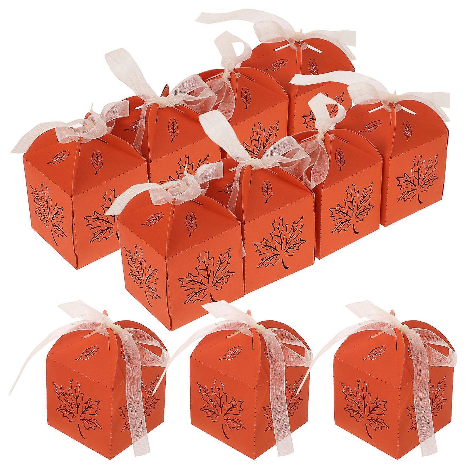 Present Case Rectangular Paper Boxes Orange for Wedding Party 25Pcs