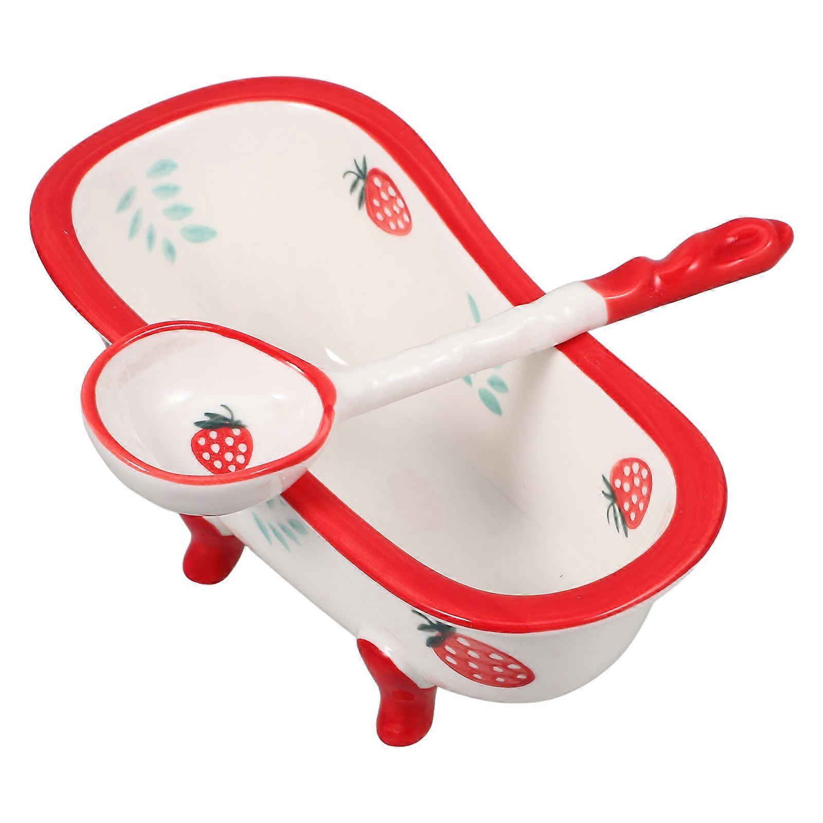 Multi Color Snack Bowl with Spoon for Food Serving 1Set Ceramic