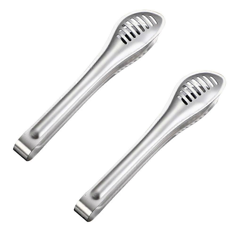 Stainless Steel Barbecue Steak Clamp Food Handling Multi-Function 2Pcs Silver